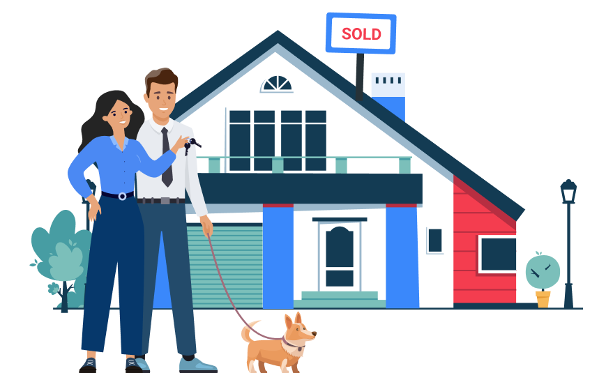 Happy family moving into home